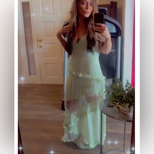 Elegant Green Ruffle Dress